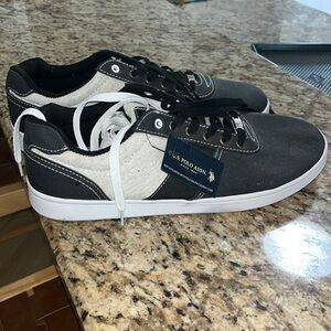 Men’s Polo Assn Ralph Lauren Sneaker Shoe Size 13 NWT Black Tan Grey White